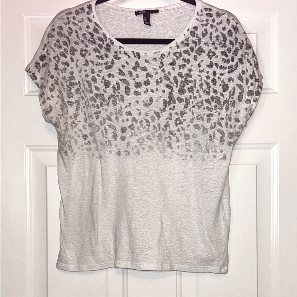 MNG Casual Leopard Print Women's SS Top M Like New Casual Lagenlook
